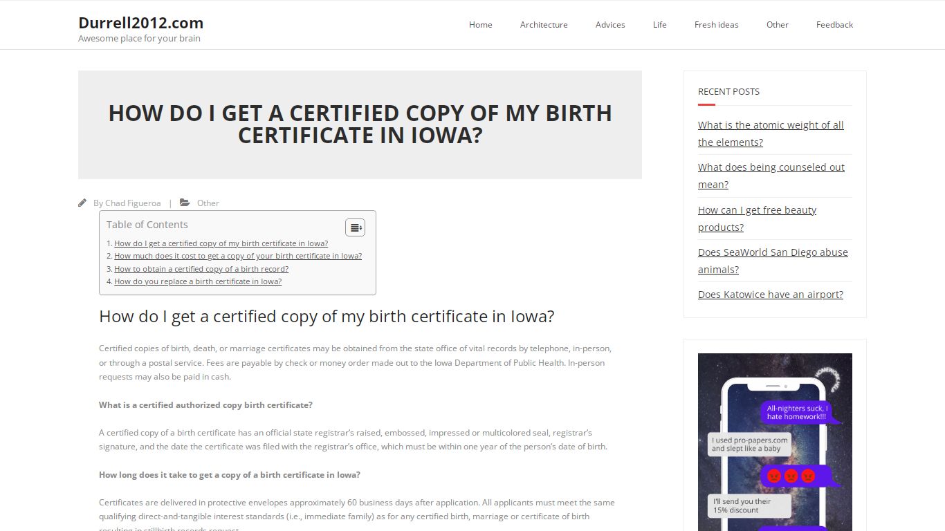 How do I get a certified copy of my birth certificate in Iowa?